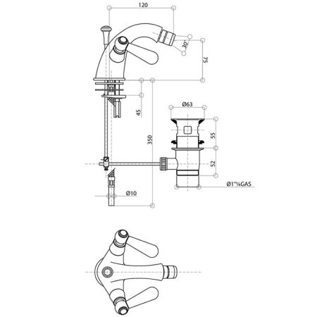 Bongio Mille Nuits Смеситель для биде, цвет хром/черный фарфор, артикул 22522CR00
