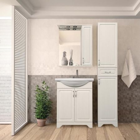 Тумба с раковиной Style Line Олеандр-2 65 (3 ящ.) под умывальник Байкал 65, белая