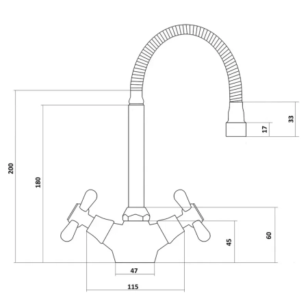 Смеситель для кухни с гибким изливом Славен СЛ-ДВ-О25, хром