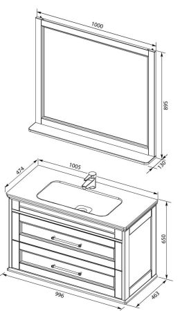 Мебель для ванной Aquanet Бостон М 100 белый (ручки золото) (лит. мрамор), артикул 00281192