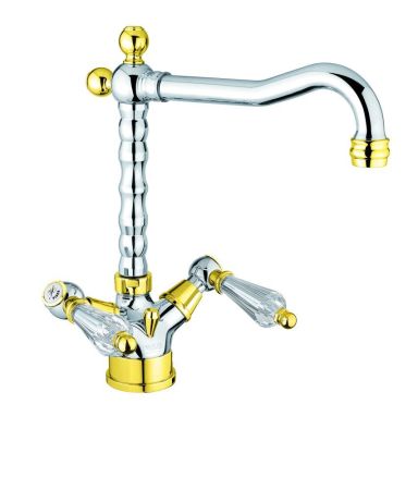 Смеситель для кухни Fiore GIOIELLI (SWAROVSKI®) 08CO0625, хром/золото, артикул 08CO0625