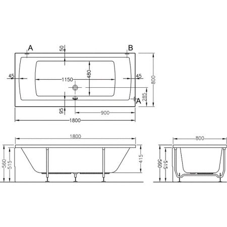 Neon ванна 180x80 см, артикул 52540001000