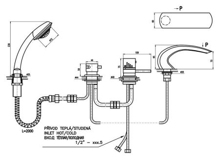 Смеситель на борт ванны Rav Slezak Dunaj Termostat DT272.5PZ