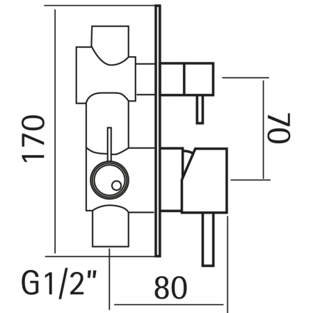 HUBER Lynox Встраиваемый смеситель для душа с переключателем на 2 выхода, на прямоугольном основании, нержавеющая сталь, артикул LX000211D1