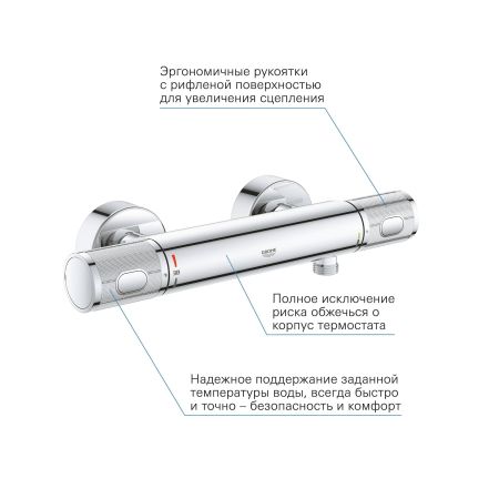 Термостат для душа внешнего монтажа GROHE Precision Feel, хром (34790000), артикул 34790000