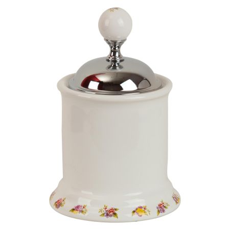 PROVANCE Баночка низкая H10 см. с крышкой, керамика с декором/хром, артикул 17651