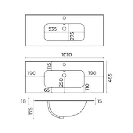 Раковина-столешница La Fenice Slim Line 100 FNC-06-TER-100, артикул FNC-06-TER-100