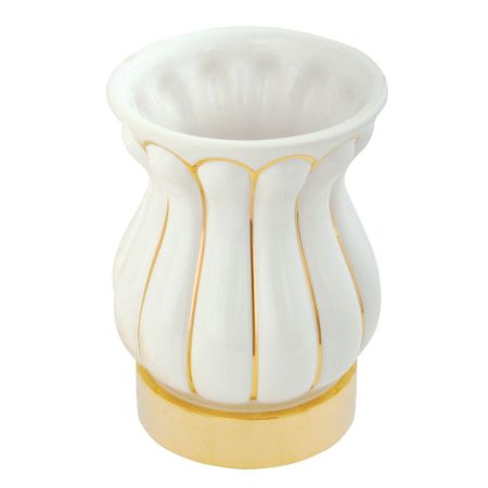 OLIVIA Стакан настольный, керамика белая с золотым декором, золото, артикул 17538