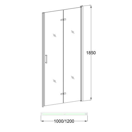 Душевая дверь Vianno 120x185 стекло прозрачное профиль хром VN42-120-01-19C2
