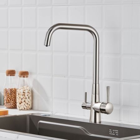 Смеситель для кухни с подключением фильтра Shevanik S528L, сатин