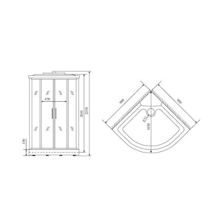 Душевая кабина Timo Standart Silver Fabric T-6609SF, 90x90x220, артикул T-6609SF