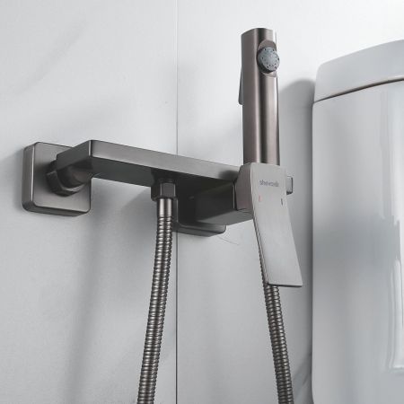 Гигиенический душ со смесителем Shevanik S6105T-1, оружейная сталь