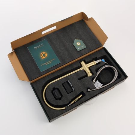 Смеситель для кухни с выдвижным изливом Splenka S204.49.03, золотой сатин