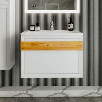 Тумба под раковину подвесная Бриклаер БЕРЛИН белый , 80 см