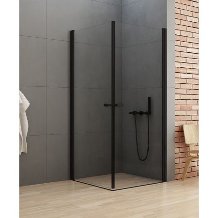 Душевое ограждение NEW TRENDY NEW SOLEO BLACK 2D 90x100x195 D-0231A/D-0232A (черный), артикул D-0231A/D-0232A