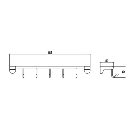 Планка с крючками Savol S-007375, хром, артикул S-007375
