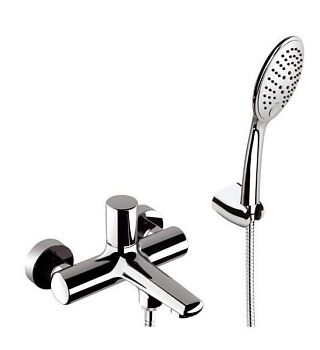 Daniel Fusion, однорычажный смеситель для ванны (излив 18,3 см), c набором для душа, цвет глянцевый черный хром