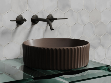 Умывальник чаша накладная круглая (цвет Темно-Коричневый Матовый) 360x360x115мм, артикул CN6057MDB