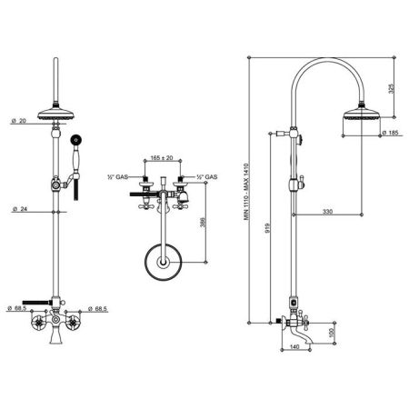 Bongio Axel Смеситель для ванны, цвет золото, артикул 15536OR0D