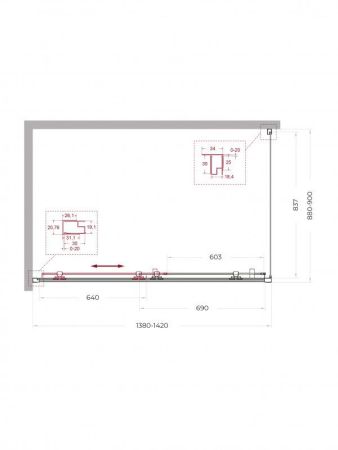 UNO-195-AH-1-110/80-C-NERO Душевой уголок, артикул UNO-195-AH-1-110/80-C-NERO