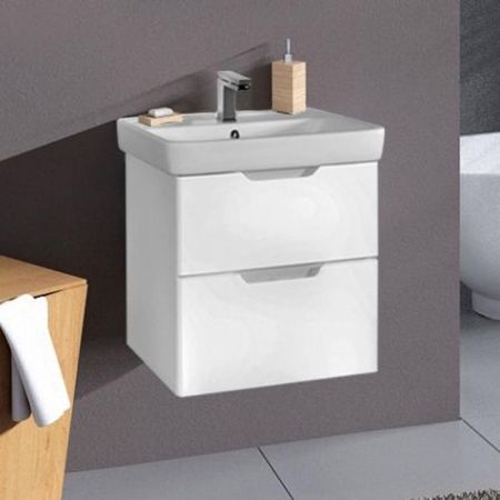 Тумба с раковиной подвесная Dreja Q 55 см, белый, артикул 99-0007-com