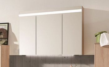 Puris Ace, зеркальный шкаф (3 двери) с LED подсветкой 1000 мм, цвет белый высокоглянцевый