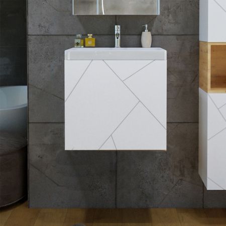 Тумба под раковину подвесная Бриклаер КРИСТАЛЛ белый, 50 см, артикул 4627125415937