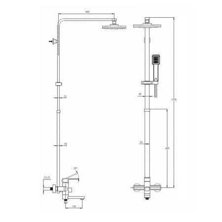 Душевая система G.Lauf NEB16-A123, хром, артикул NEB16-A123