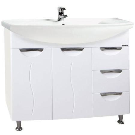 Тумба под раковину Bellezza Глория 105 4638518080014 с бельевой корзиной Белая, артикул 4638518080014