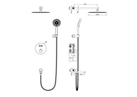 Душевая система с термостатом встраиваемая WONZON & WOGHAND STICK, Хром (WW-88929010-CR) Душевая система с термостатом встраиваемая WONZON & WOGHAND STICK, Хром (WW-88929010-CR)