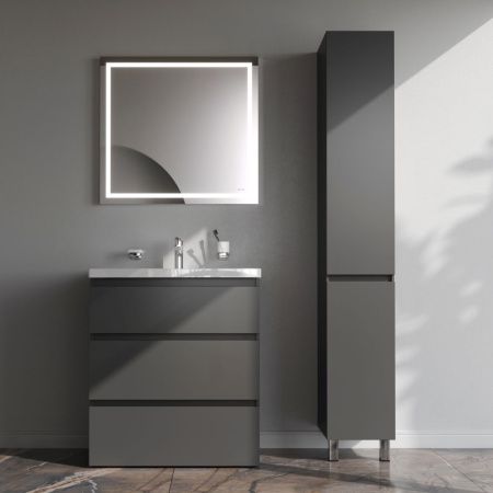 M91FSX0752GM GEM S, База под раковину, напольная, 75 см, 3 ящика, графит матовый M91FSX0752GM GEM S, База под раковину, напольная, 75 см, 3 ящика, графит матовый