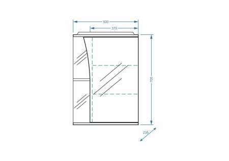 Зеркало-шкаф "Винчи 50/С", правое, артикул SP-00000034
