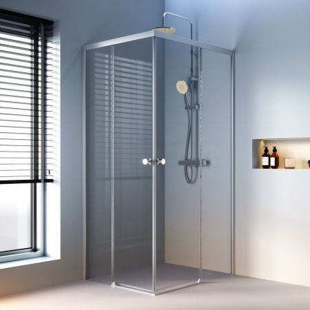 W94G-403-10080-MТ Душевое ограждение X-Joy Square Slide 100х80, мат хром, прозрачное, артикул W94G-403-10080-MТ