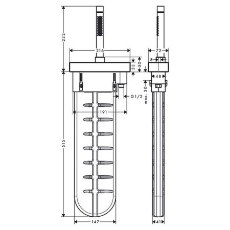 AX Edge Душевой набор на край ванны, душ 2jet, цвет: полир. золото, артикул 46470990
