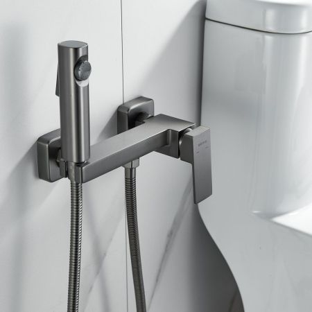 Гигиенический душ со смесителем Shevanik S9605T-1, оружейная сталь