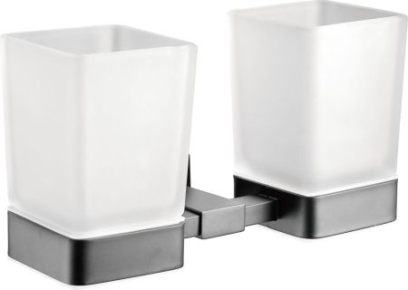 Стакан для ванной комнаты двойной BELZ B90408, вороненая сталь, артикул B90408