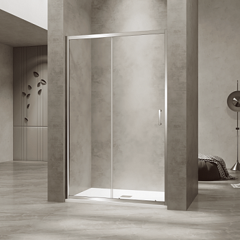 Душевая раздвижная дверь-купе в нишу PA-114 профиль хром (Прозрачное, 1000)