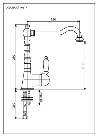 Смеситель Laguna для кухни, цвет черный гранит, артикул 40517NEG