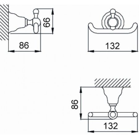 HUBER Croisette Крючок двойной, цвет бронза