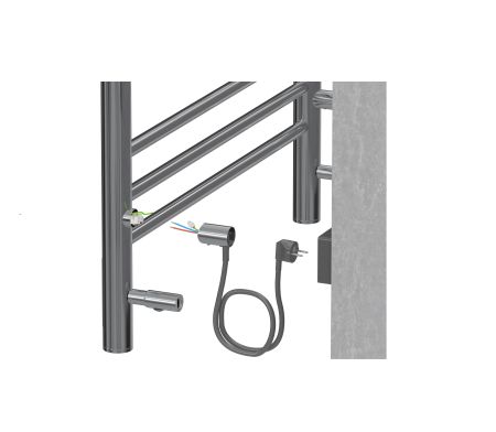 Полотенцесушитель электрический Aquatek (Акватек) Пандора П10 500х900 мм, подключение скрытое к сети электропитания / электропровод с вилкой, с терморегулятором и таймером quick touch, нержавеющая сталь AISI 201, гарантия 5 лет, артикул AQ EL RPC1090CH