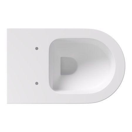 Унитаз, Alice, Unica, безободковый (с открытым смывным краем), тип установки-подвесной, ширина, мм-350, глубина, мм-550, высота, мм-345, форма чаши-овальная, выпуск-горизонтальный, материал-керамика, сиденье-необходимо заказать, вид грязеотталкивающего по, артикул 32240109