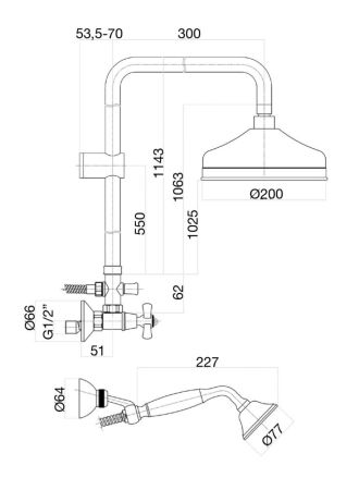 Душевая система Fiore MARGOT SKY (SWAROVSKI®) 01OO0620, золото, артикул 01OO0620