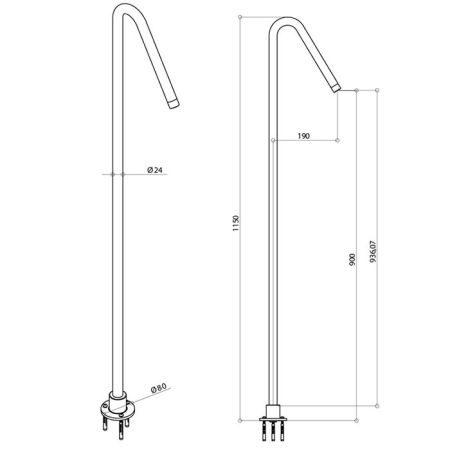 Bongio Aqua Излив напольный, h1150 мм, цвет хром, артикул 00985CR90