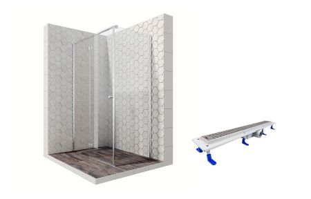 Душевой уголок Ambassador Diamond 12011104L-ST3, прямоугольный, линейный трап, 120х80