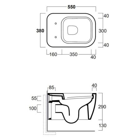 Simas Henges Унитаз подвесной безободковый 38х55 см, цвет moka matt (без креплений F85), артикул HE18 moka matt