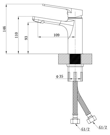 Смеситель Singapore black для раковины, без донного клапана, артикул: SB 26