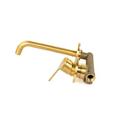 Emmevi Filobrass, встраиваемый в стену однорычажный (со стержнем) смеситель для раковины, без донного клапана, цвет зачищенное золото, артикул 85155/ORS