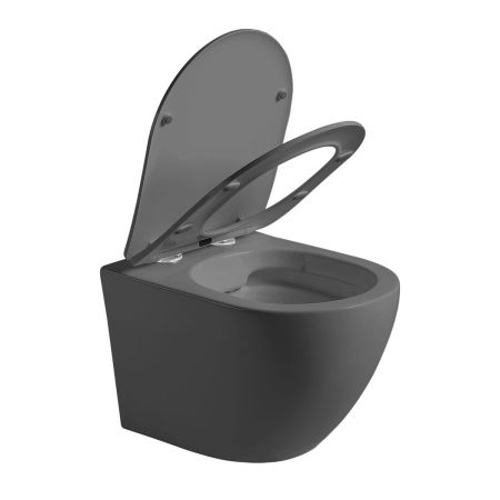 Унитаз подвесной Globo VT1-14SMA безободковый, цвет антрацит мат., ультратонкое сиденье soft-close, артикул VT1-14SMA