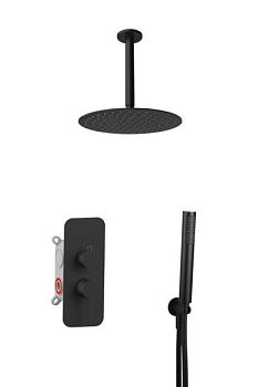 AQG Urban Flow, душевой комплект ER237 на 2 потребителя, с потолочным кронштейном, цвет черный матовый