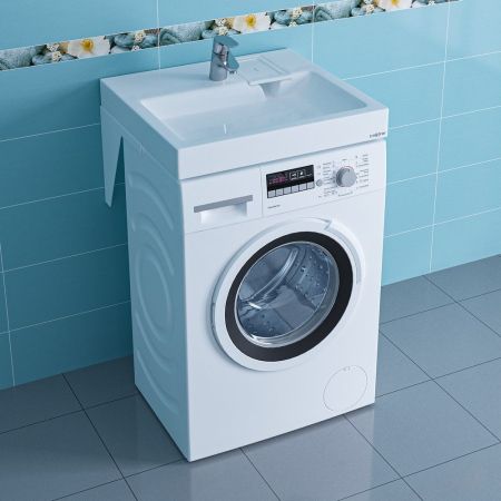 Раковина Санта Лидер 60 x 55 см, 900118 над стиральной машиной с кронштейнами, артикул 900118